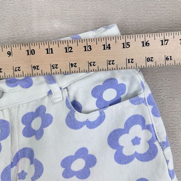 SHEIN Jeans Women’s L (10) White Purple High Rise Loose Baggy Floral Pants Retro - Picture 5 of 11